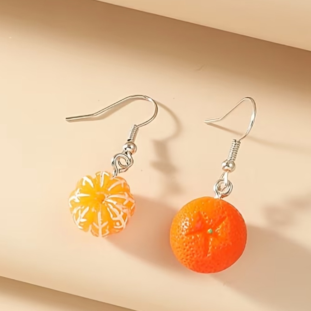 Cute Citrus Fruit Dangle Earrings - Orange